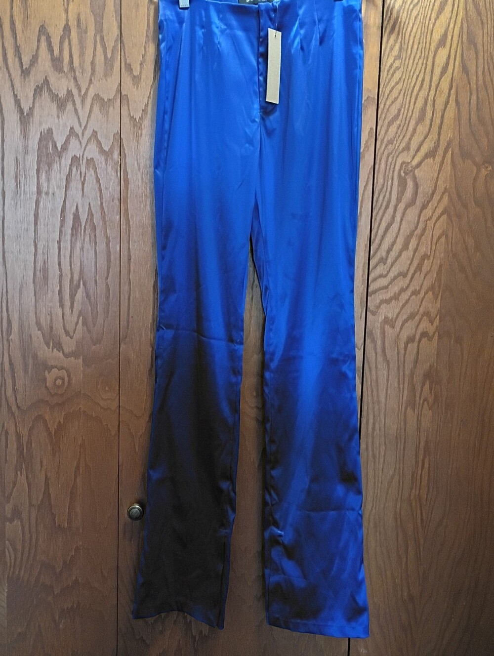Do+-Be Women's Satin Wide-Leg Pants in Cobalt Blue